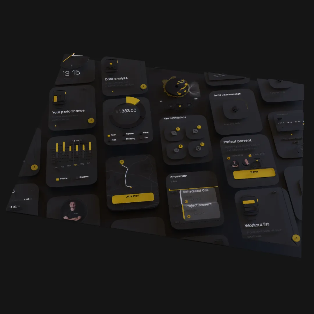 A dimensional product dashboard prepared for a launch animation
