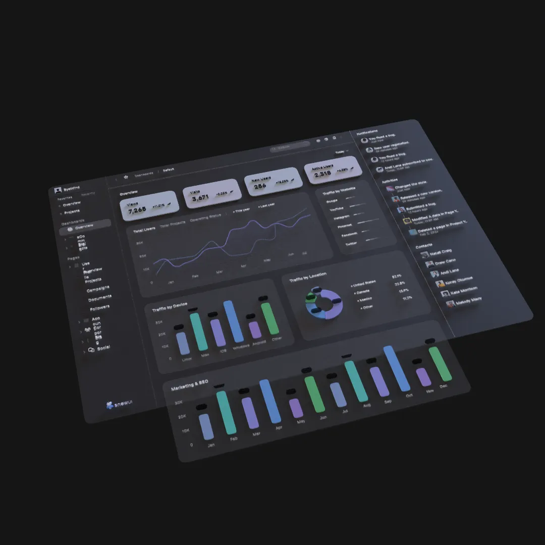 Editable interface layers separated into a three-dimensional layout