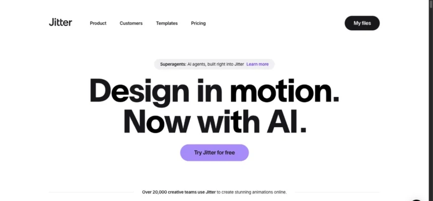 Jitter's browser-based motion design interface and current product positioning