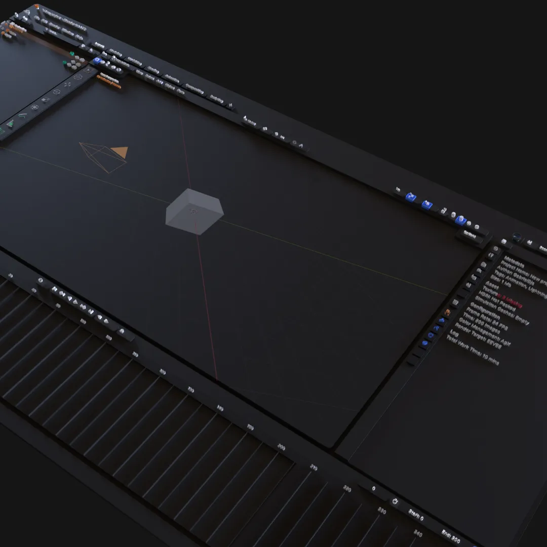 A real three-dimensional scene with camera, geometry, and material controls